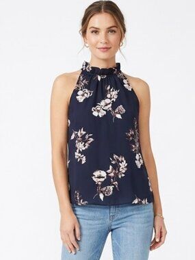 Veronica M Ruff Collar Floral Blouse Size XS